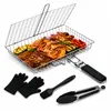 Großer Edelstahl Grillguthalter Grillkorb Faltbar Tragbark Produktbild-Vorschau 1