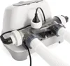 A close-up view of a pool chlorinator device with hoses attached. Produktbild-Vorschau