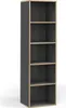 A tall, narrow bookshelf with five open compartments, presented against a white background. Anteprima dell’immagine prodotto