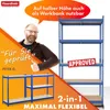 A man is shown giving a thumbs up next to two shelving units, one assembled and one disassembled, with marketing text and a logo. Anteprima dell’immagine prodotto