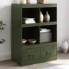 Highboard Olivgrün 67x39x95 cm Stahl Produktbild-Vorschau 2