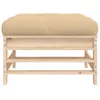 A front view of a wooden bench with a beige cushion on top, set against a white background. Náhled obrázku produktu