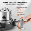 A close-up of a rotary table with a hand turning the crank, highlighting its precision features. Produktbild-Vorschau