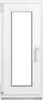 A white window frame with a clear glass pane, shown from the front. Produktbild-Vorschau