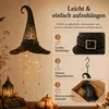 Halloween Deko Hexenhut, beleuchtete Hängedeko aus Metall, Produktbild-Vorschau 3