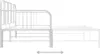 A white metal bed frame shown from the side. Produktbild-Vorschau
