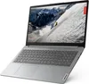 A silver Lenovo IdeaPad laptop is shown from a diagonal front-facing angle against a white background. The laptop is open, displaying a mountain skiing scene on its screen. The keyboard and trackpad are visible. Produktbild-Vorschau