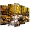 5-teiliges leinwandbild herbst bach berg wald 100x70 cm Produktbild-Vorschau 1