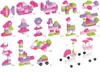 A collage of various animal and vehicle models built from colorful building blocks. Produktbild-Vorschau