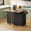 Grote, mobiele keukentafel, 137x43(76)x92 cm, eikenhout, Productafbeelding-voorbeeld 16