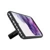 A black Samsung phone case with a kickstand is shown from the side, propped up on its stand. Náhled obrázku produktu