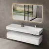 doporro Meuble de Salle de Bain Blanc Mat Ensemble de 2 Voir les images du produit 2