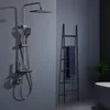A modern bathroom setting with a shower system and a ladder towel rack. Podgląd zdjęcia produktu