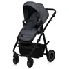 A studio shot of a gray and black baby stroller against a white background. Produktbild-Vorschau