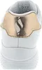 The back view of a white sneaker with gold accents. Anteprima dell’immagine prodotto