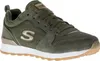 A studio shot of a single green Skechers sneaker. Voir les images du produit