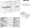 OKWISH Buffet avec Éclairage LED 16 Couleurs, 4 Tiroirs et Voir les images du produit 6