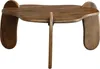 A wooden coffee table with an organic shape and unique legs, presented against a white background. Voir les images du produit