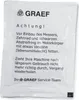 A small white packet with instructions printed on it. Produktbild-Vorschau