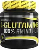 A close-up of a black plastic container of L-Glutamine powder. Produktbild-Vorschau