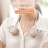 A person wearing a white shirt and a necklace is shown from the chest up, with a neck fan around their neck. Náhľad obrázku produktu