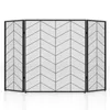 A three-panel fireplace screen with a black metal frame and a mesh screen featuring a black chevron pattern. Podgląd zdjęcia produktu
