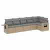 6-tlg. Garten-Sofagarnitur mit Kissen Beige Poly Rattan Produktbild-Vorschau 1