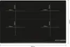 A top-down view of a black induction cooktop with measurement lines and dimensions indicated. Náhľad obrázku produktu