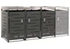 A row of three modern, dark gray trash bin enclosures with silver tops and handles, against a white background. Náhled obrázku produktu