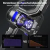 Close-up of a vacuum cleaner motor with a comparison graph below. Produktbild-Vorschau