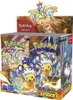 A display box of Pokemon trading card booster packs, featuring Pikachu and various gems. Náhled obrázku produktu