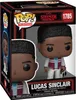 A Funko Pop! vinyl figure of Lucas Sinclair from Stranger Things, displayed in its original packaging. Produktbild-Vorschau