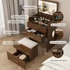 3-in-1 Schminktisch mit offenem Spiegel Glasplatte Walnut Produktbild-Vorschau 5