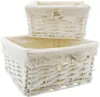 2 paniers de rangement en osier, blanc, avec intérieur en Voir les images du produit 2