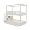 A white bunk bed with stairs and storage drawers, shown against a white background. Anteprima dell’immagine prodotto