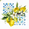 Einwegservietten / Sommerservietten im Azulejos Design mit Zitronenmotiv Produktbild-Vorschau