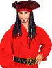 A man dressed as a pirate, wearing a red shirt, a pirate hat, and a belt with a skull buckle. Anteprima dell’immagine prodotto