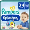 A package of Pampers Splashers diapers featuring Baby Shark characters, with a beach and ocean background. Produktbild-Vorschau