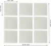 Nine square mirror tiles arranged in a 3x3 grid, with dimensions indicated by measurement lines and text. Produktbild-Vorschau
