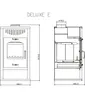 Technical drawings of a fireplace with dimensions and labels. Anteprima dell’immagine prodotto