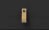 A single leather pull handle with a metal screw on a black background. Produktbild-Vorschau