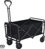 A black folding wagon with a handle and wheels, shown from a three-quarter angle. Produktbild-Vorschau