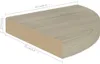 A corner shelf with dimensions indicated by measurement lines and text. Náhled obrázku produktu