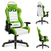 A collage of three views of a gaming chair with a pixelated green and brown design. Náhľad obrázku produktu