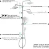 Diagram of a shower system with labels and arrows indicating features and adjustments. Anteprima dell’immagine prodotto