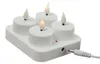 LED Teelichter - 4 wiederaufladbare LED Teelichter mit Ladestation - D- 4cm - flackernd - weiss Produktbild-Vorschau