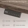 A close-up of a smart control panel for an adjustable desk, with textual descriptions of its features. Voir les images du produit