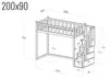 Hochbett mit Treppe, Höhe 150 cm – FILIP 200x90 cm Produktbild-Vorschau 5