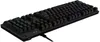 A black Logitech gaming keyboard is shown from a diagonal, slightly elevated angle against a white background. Produktbild-Vorschau