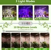 Collage showing different light modes and brightness levels of a plant grow light. Produktbild-Vorschau